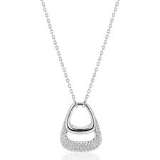 Ketting met stijlvolle dubbele hanger zilver met zirconium gezet