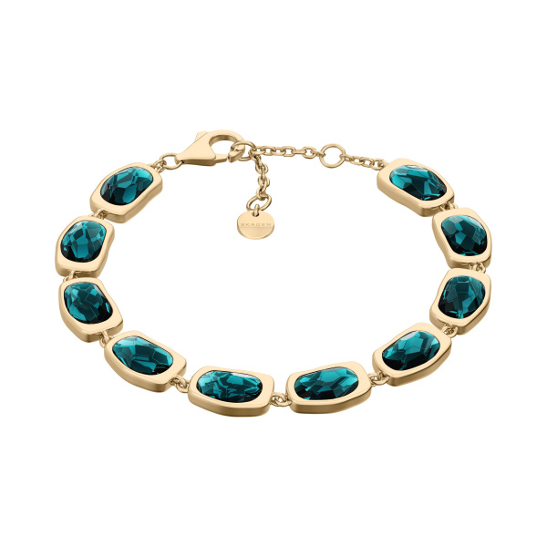 Skagen armband sofie sea glass goud met groen glas.