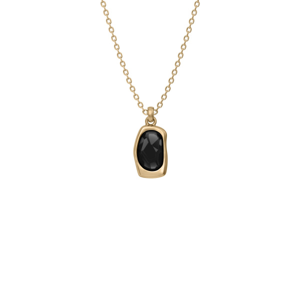 Skagen ketting goudkleurig met zwarte hanger.
