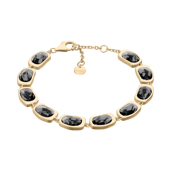 Skagen armband goudkleurig met zwarte stenen. 
