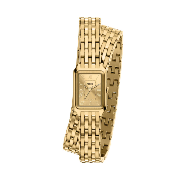 Fossil wrap around horloge goudkleurig.