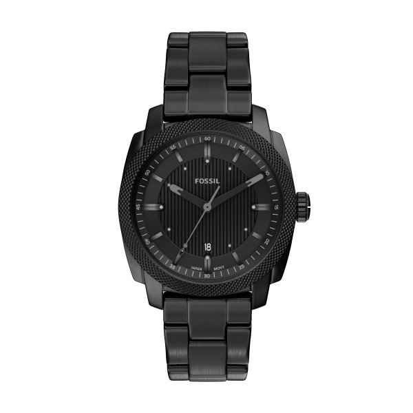Zwarte Fossil machine horloge.