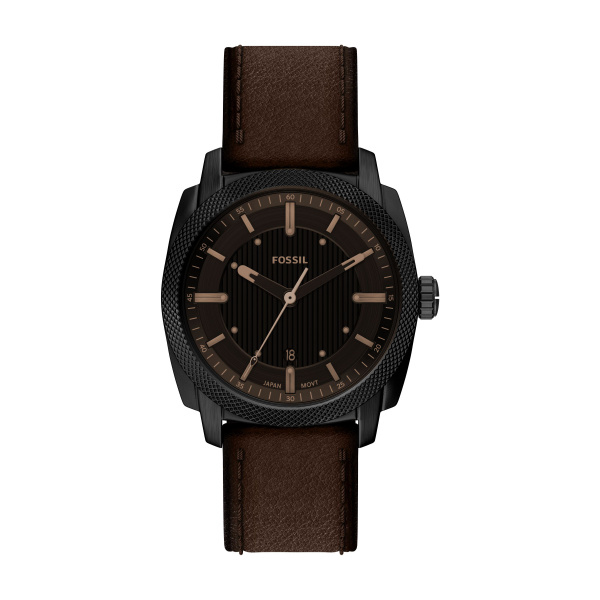 Fossil machine horloge met bruine band.