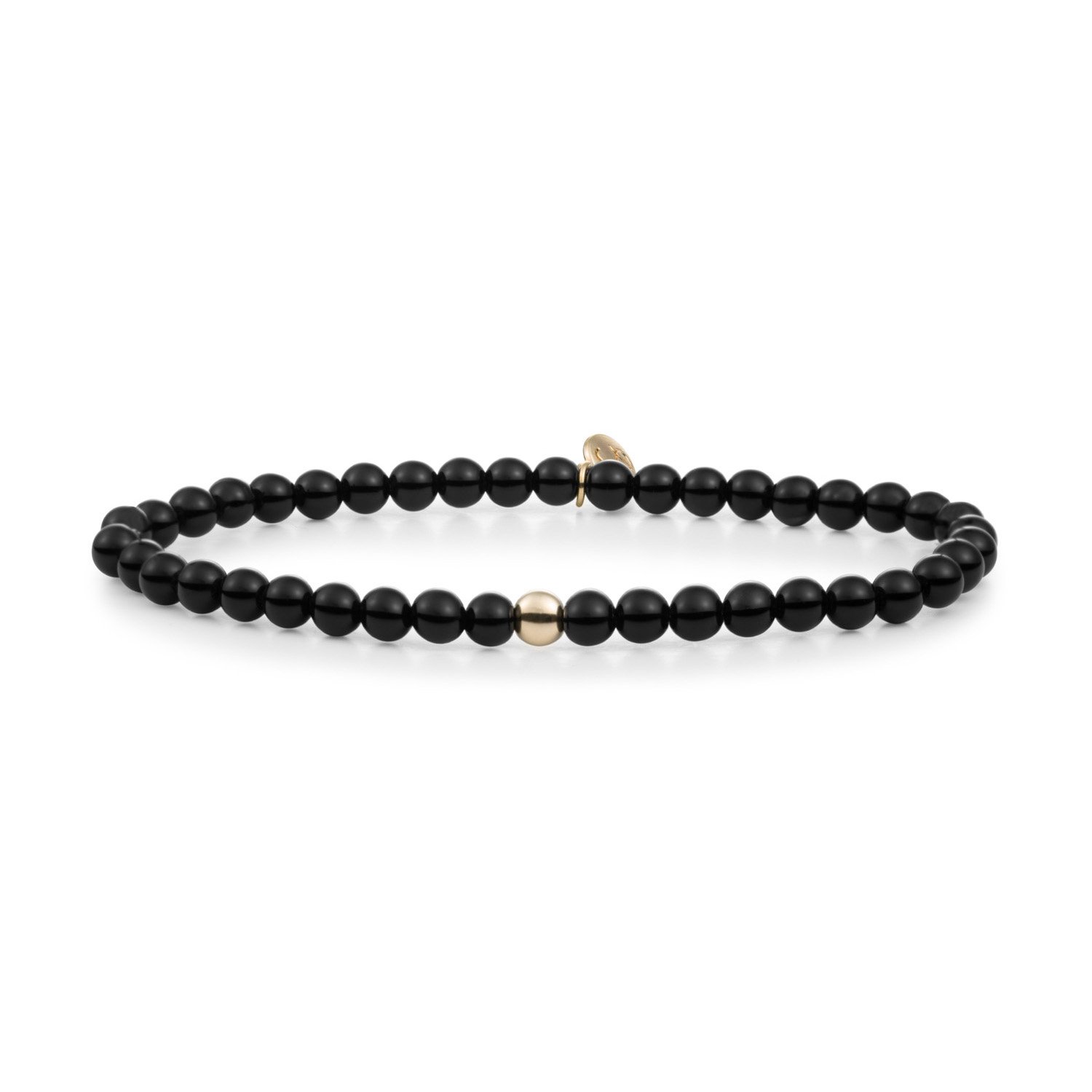 SPARKLING JEWELS ARMBAND ONYX SATURN SMALL GOLD 4MM