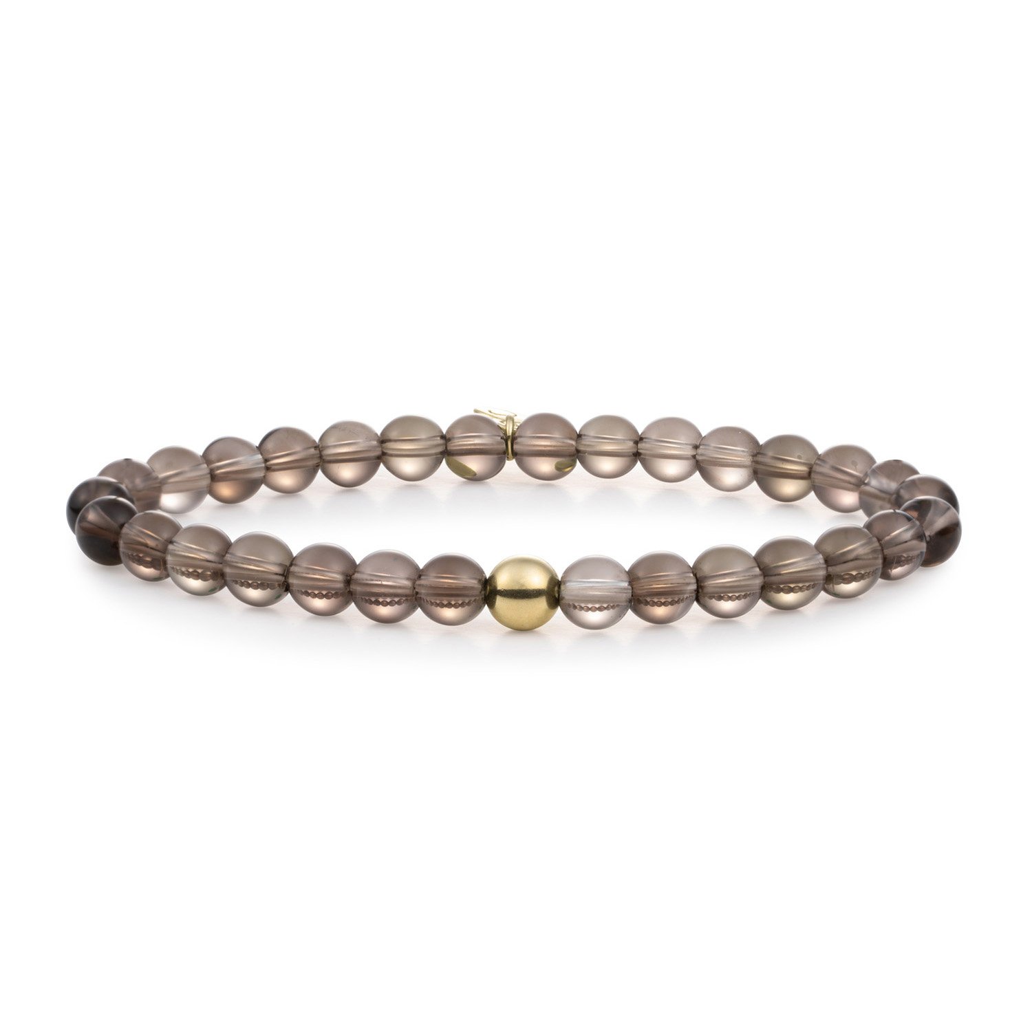 Armband - Smoky Quartz Saturnus large - Goud 6mm