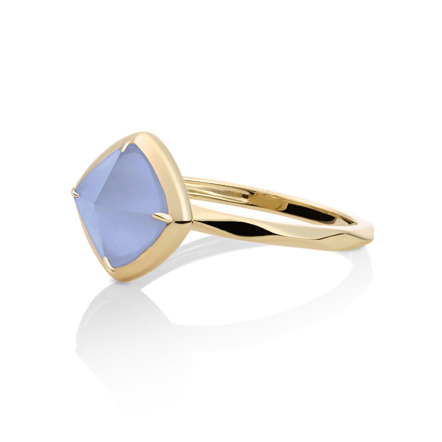 SPARKLING JEWELS 9KT RING MILKY BLUE JADE GOLD