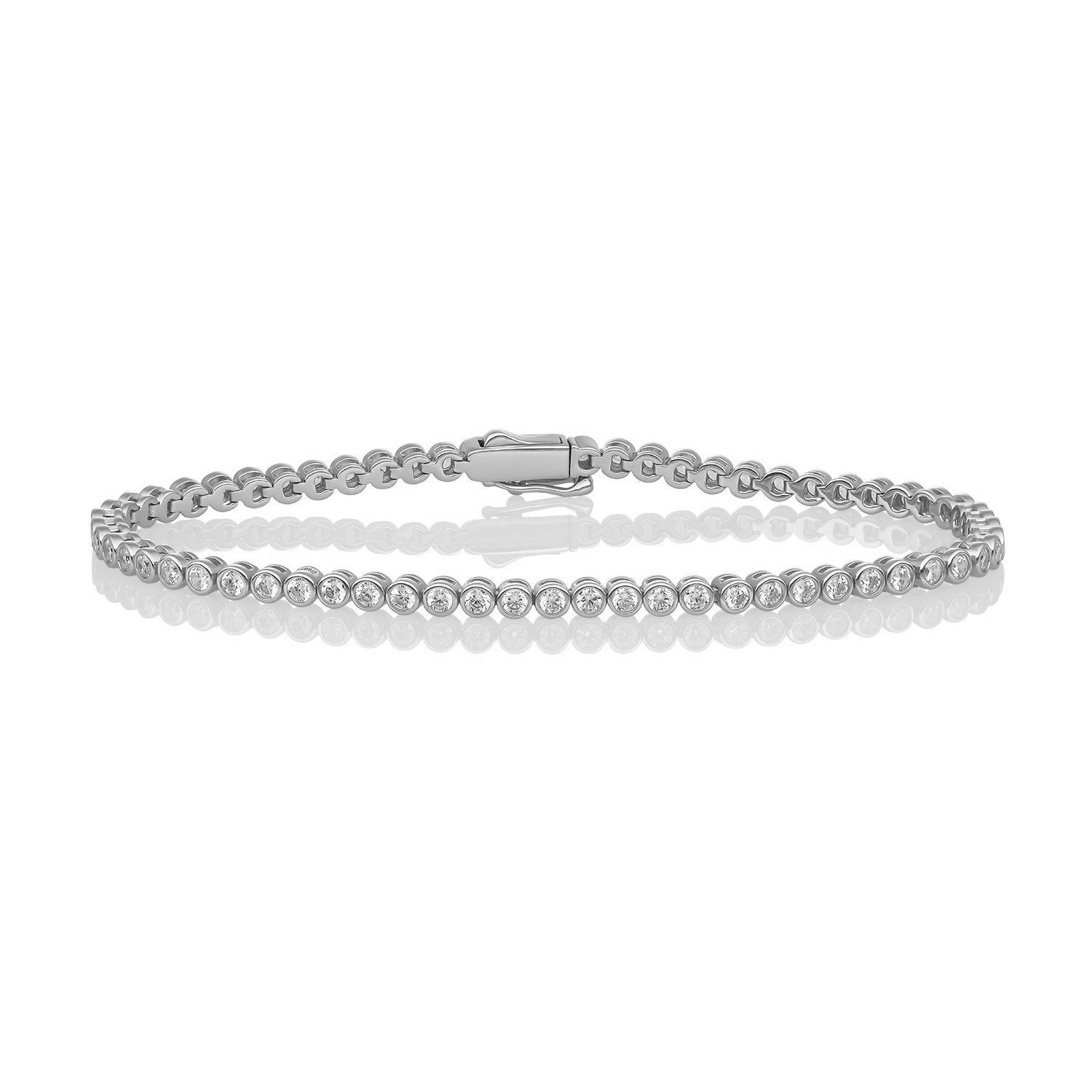 Armband | Tennis Round CZ rhodium plated - Zilver - Large