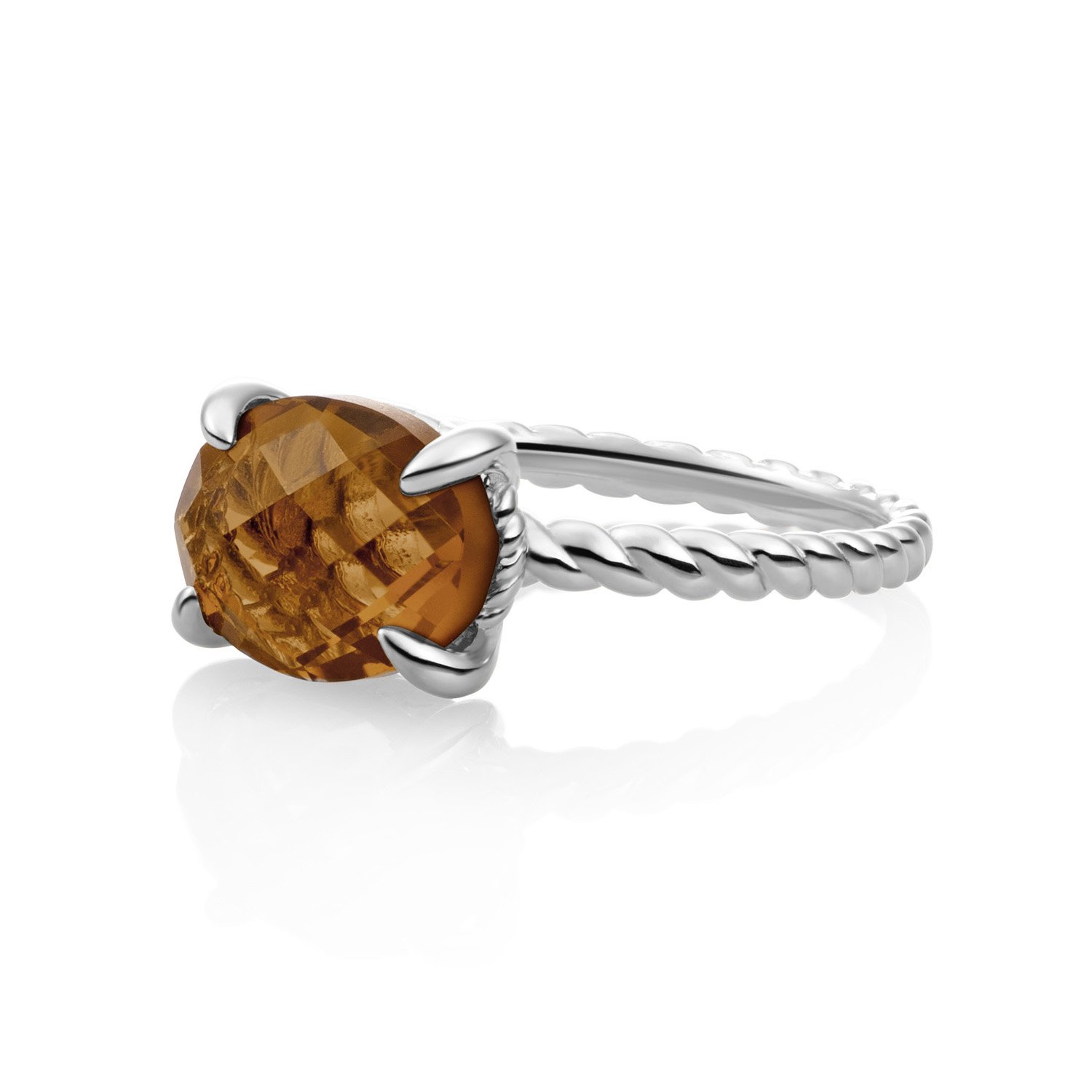 Ring - Zilver - Smoky Quartz Twist - 56