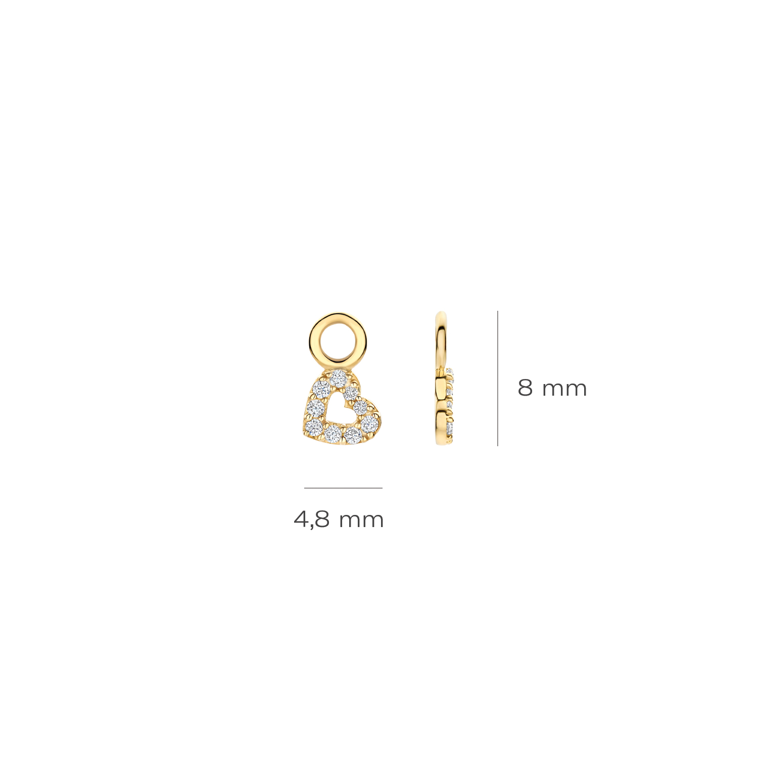 De bedels zijn uitgevoerd in het 14 karaats geelgoud en zijn bezet met briljant geslepen zirconia's. Ze passen bij iedere outfit en maken jouw eigen oorbellen nog persoonlijker. Deze Blush oorbedels zijn geschikt voor oorringen met een buis dikte tot 1,8 millimeter { 7232YGO }.