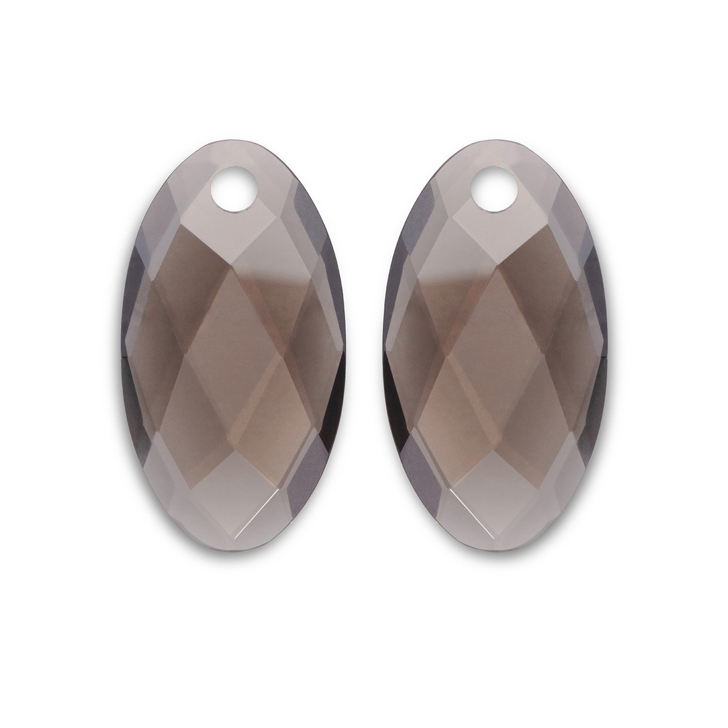 Earstones I Large Leaf - Smoky Quartz