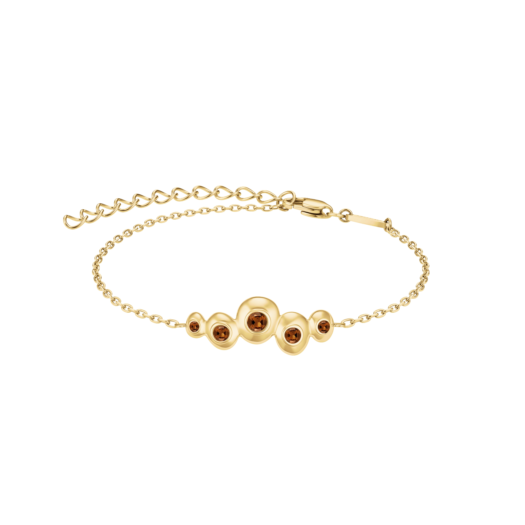 Rosefield armband staal verguld met gekleurde stenen.