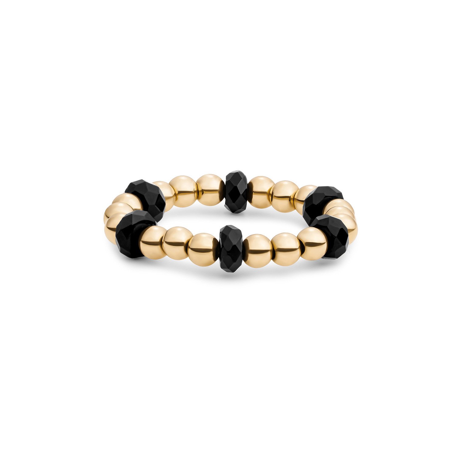 Sparkling Jewels Ring Facet Roundel Onyx Gold SRI-G-RDL-G07