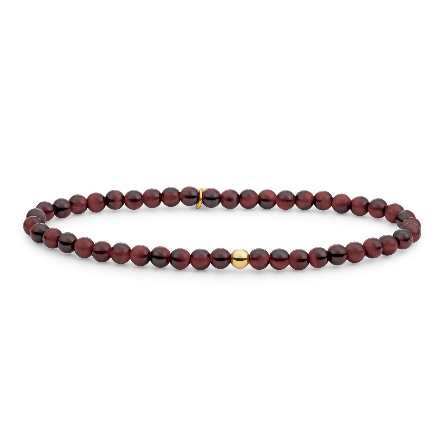 Goud op zilver stretch armband met Red Tiger Eye