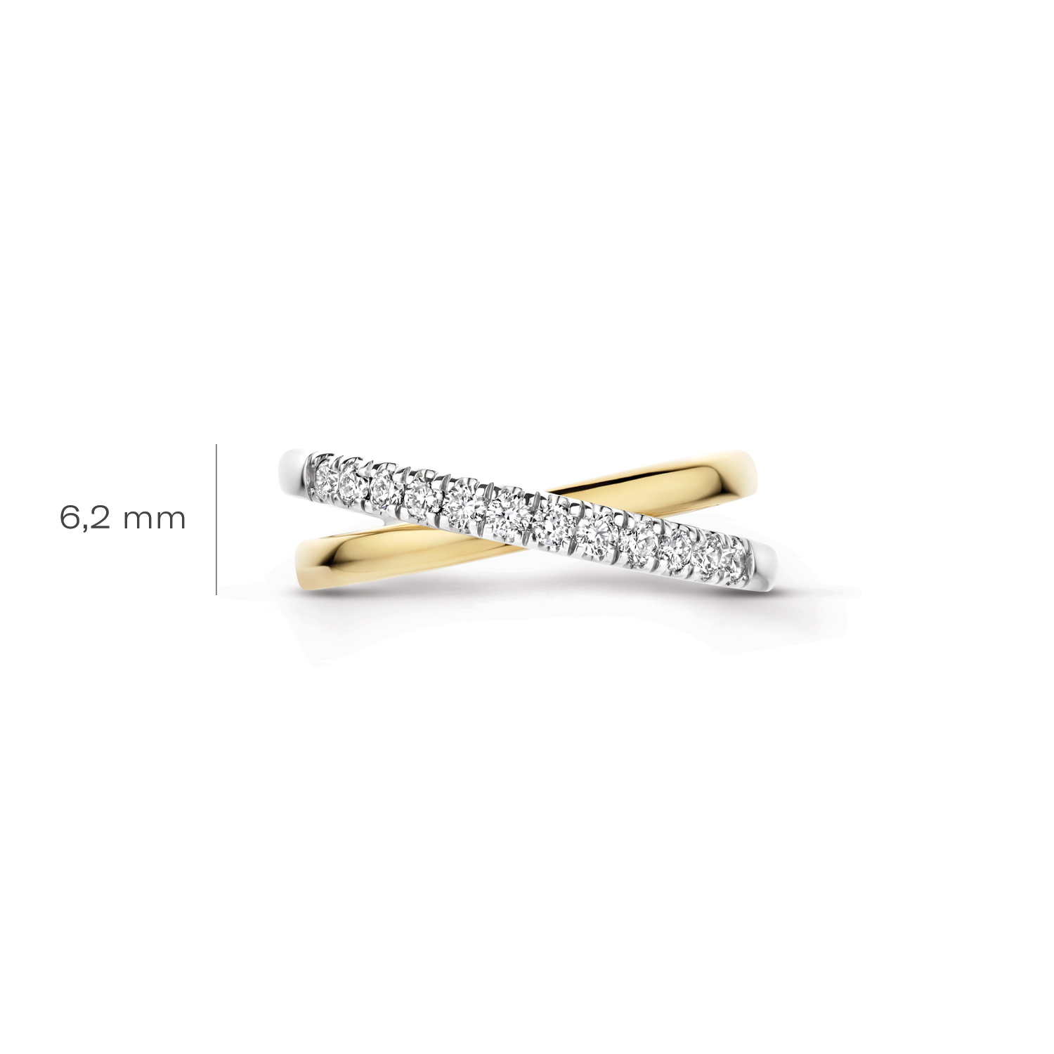 14 Karaat geel met wit gouden Blush ring met Lab Diamanten model LG1054B op maat 56.