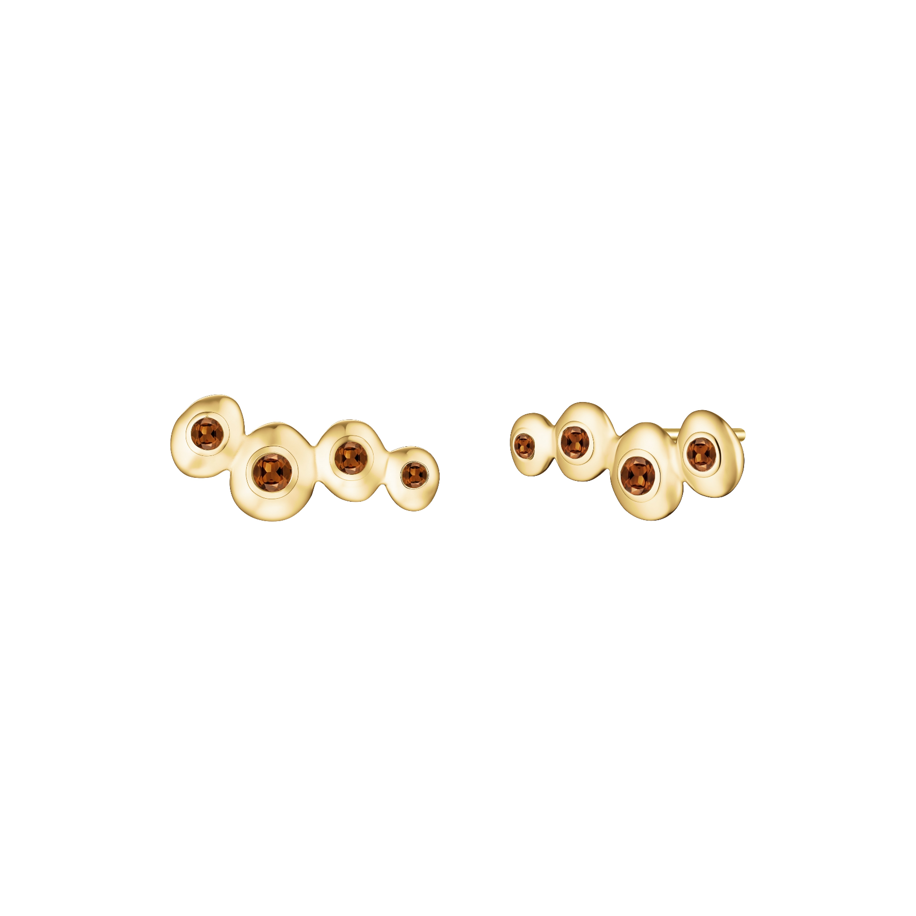 Rosefield - JEMPG-J1372 | Molten Long Earrings. Deze goudkleurige Rosefield oorknoppen hebben een vorm van 2 ovalen rondjes gezet met  bruine zirkonias.