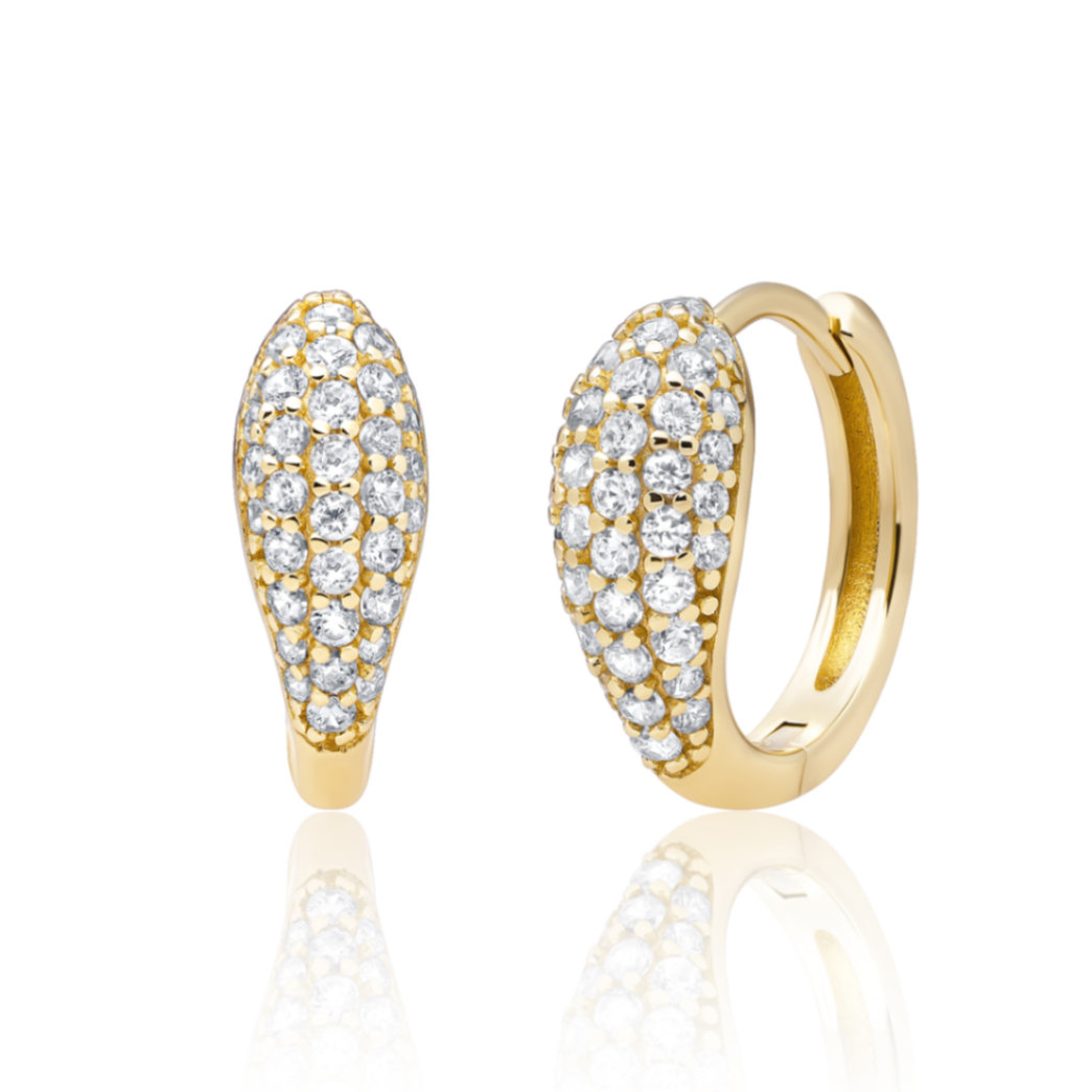 Goud op zilver oorbellen met zirconia gezet