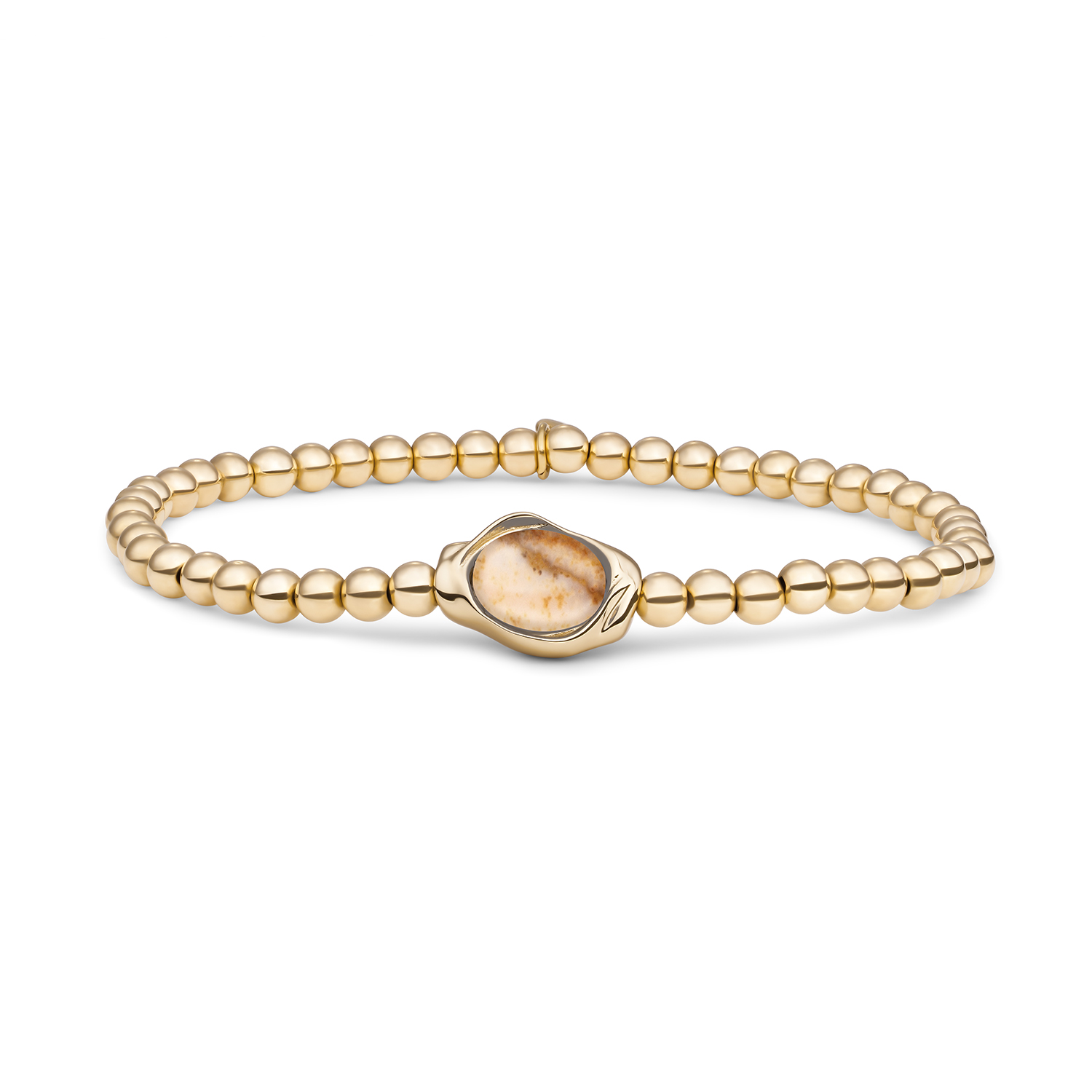 Goud op zilver stretch armband met Ladscape Jasper