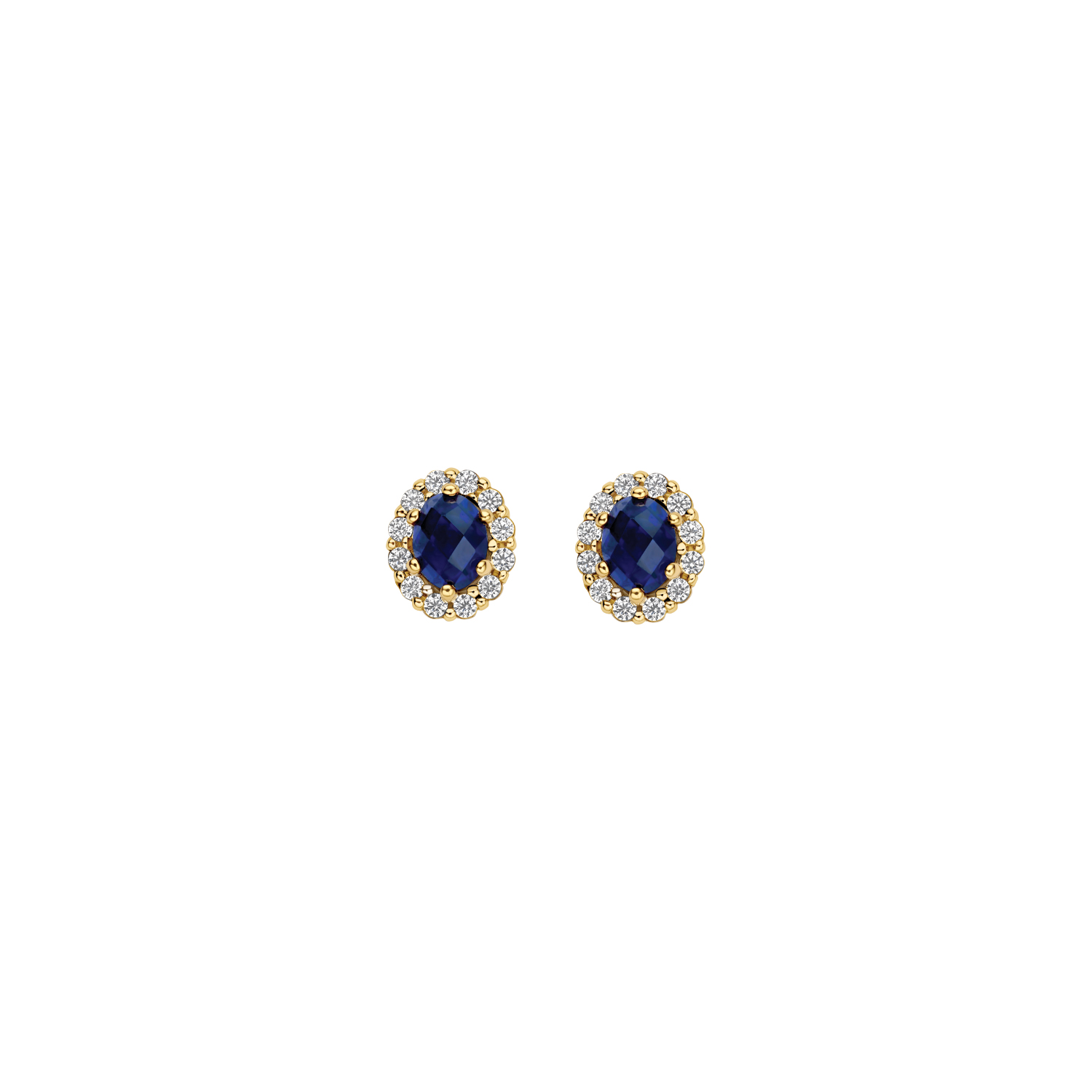 Blush Lab Diamonds Oorknoppen LG7038Y &ndash; Geelgoud (14k) met Lab grown Diamant en Lab Grown Saffier