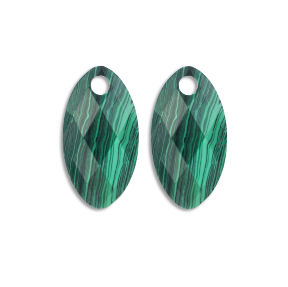Earstones I Leaf - Malachite