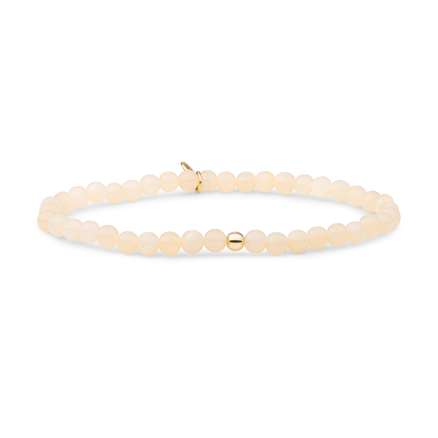 Goud op zilver stretch armband met Butery Jade kralen