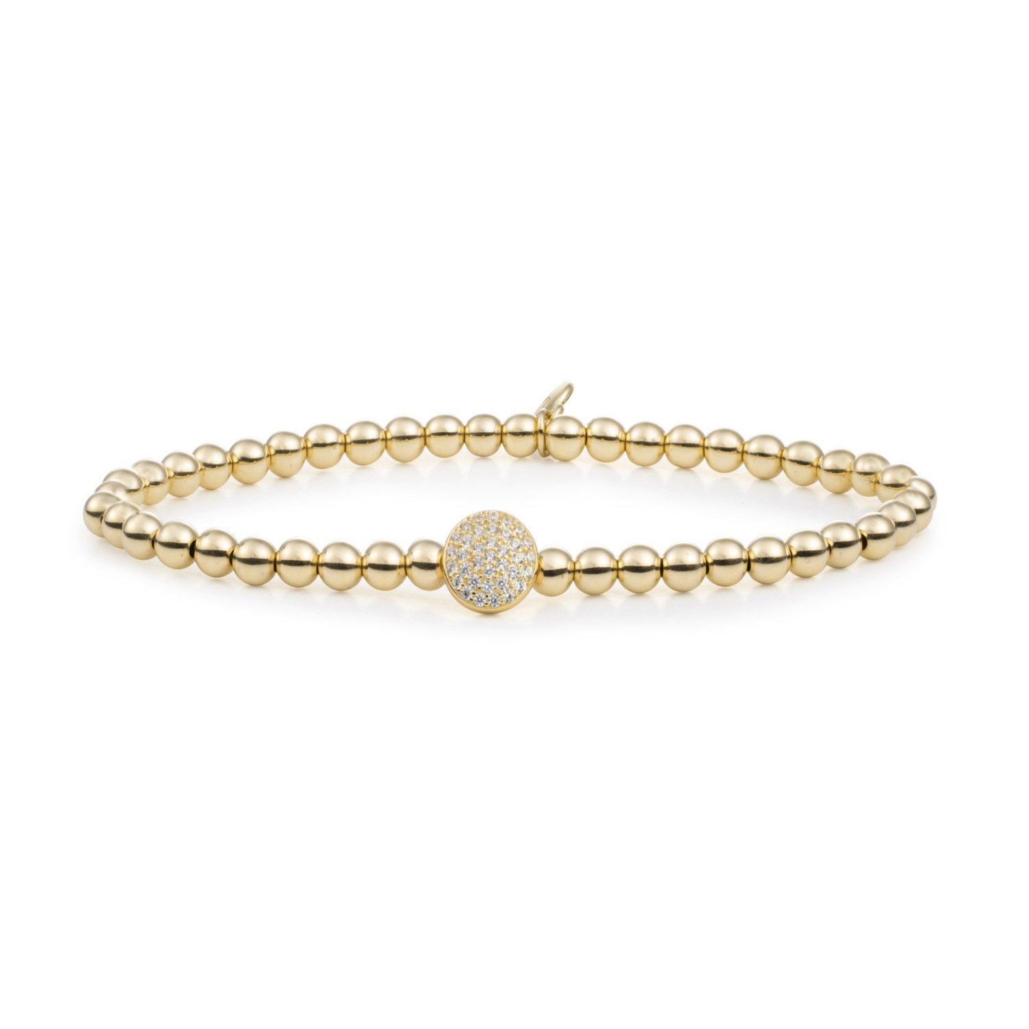 SPARKLING JEWELS ARMBAND 4MM BOL DISC VERG GOUD