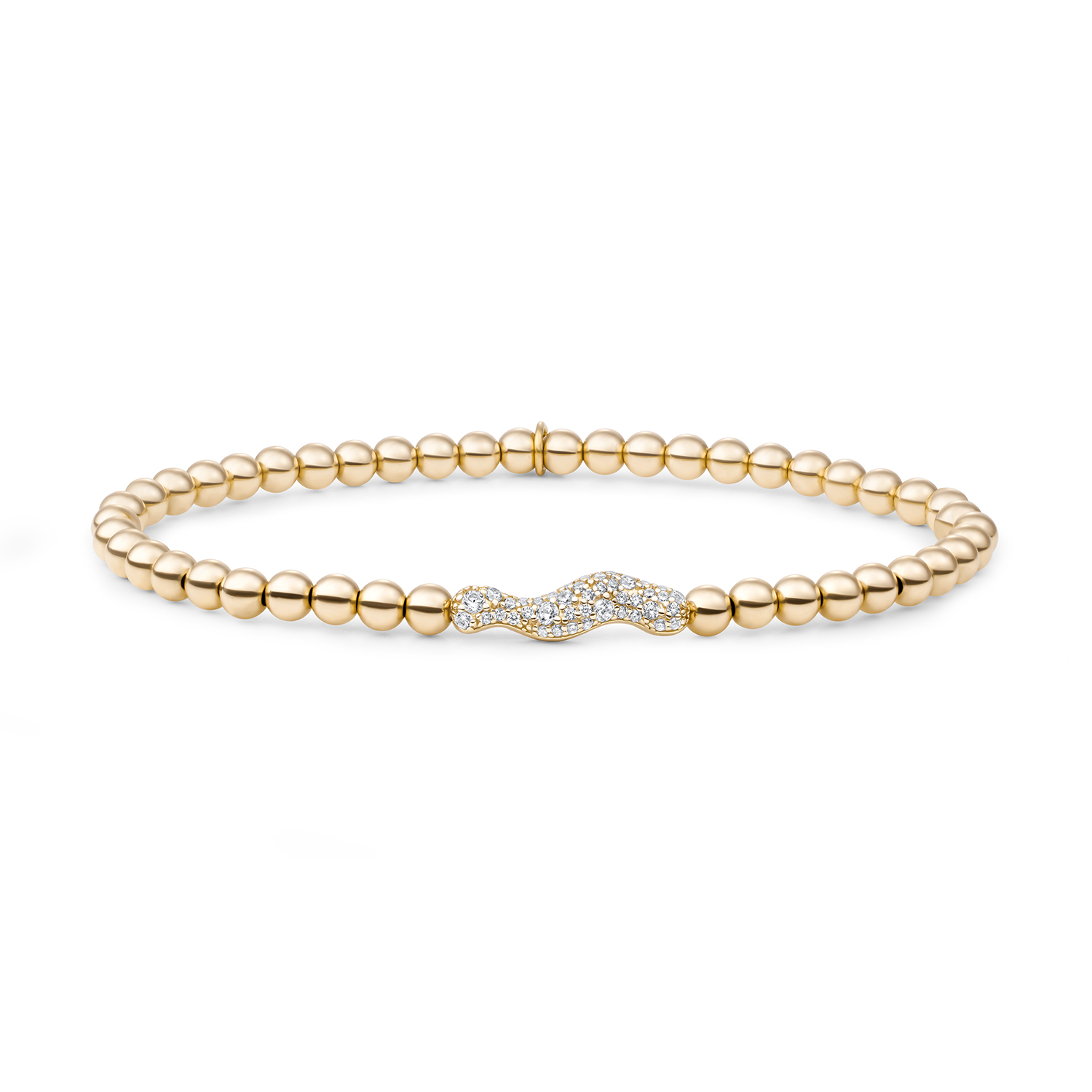 Goud op zilver stretch armband met zirconia