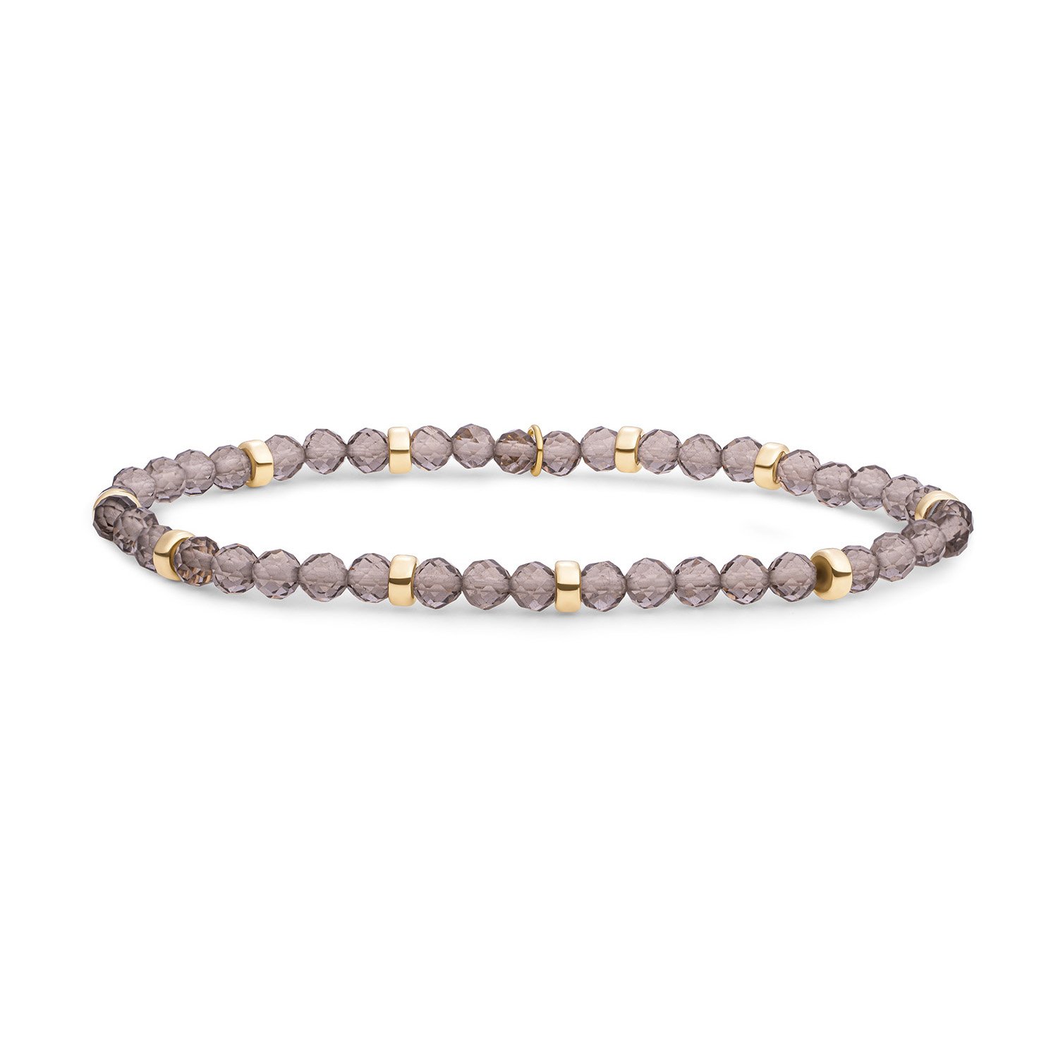 Sparkling Jewels Armband Smokey Quartz Roundel Interstellar Gold SBG-GEM23-MIX-RDL