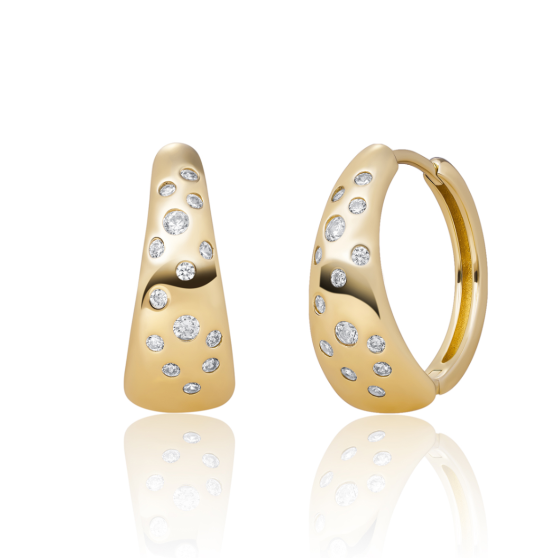 Goud op zilver oorringen met zirconia