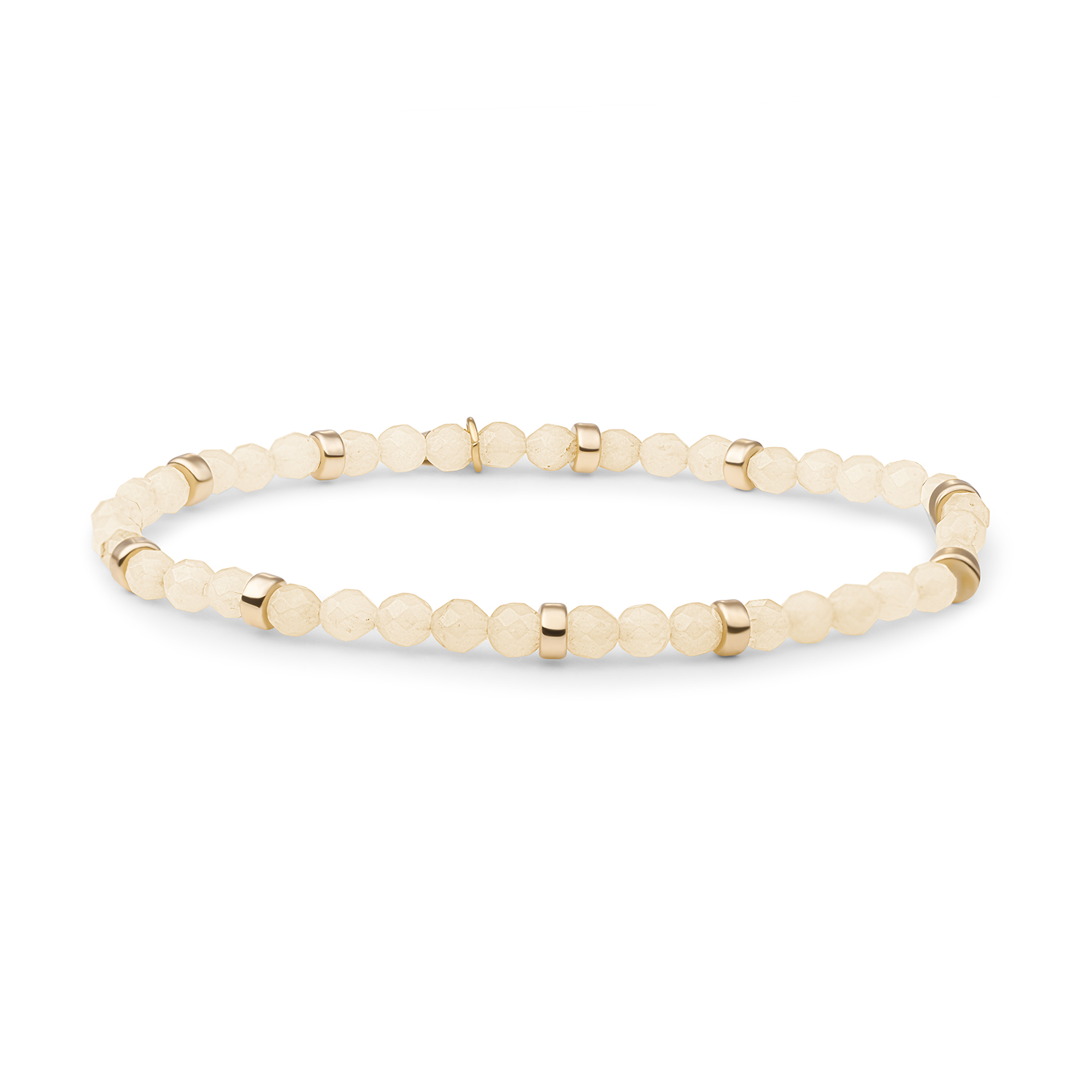 Goud op zilver stretch armband met butterly Jade