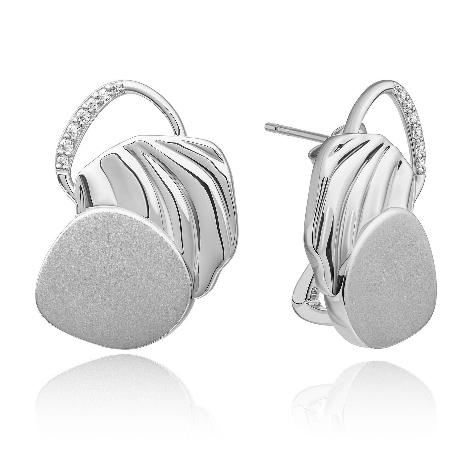 Earrings | Uneven Push Back Earrings Silver CZ
