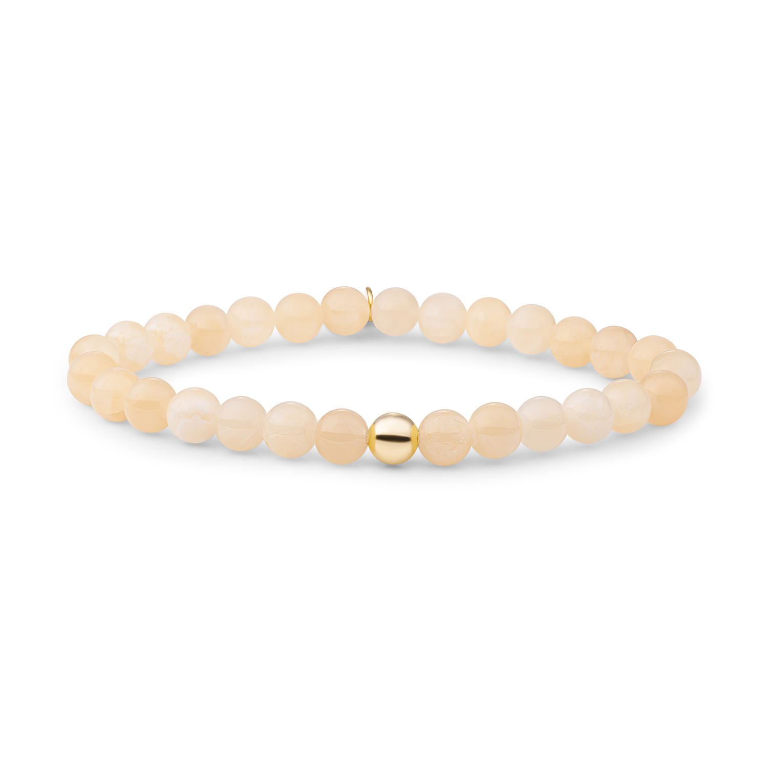 Goud op zilver stretch armband met Butterly Jade kralen