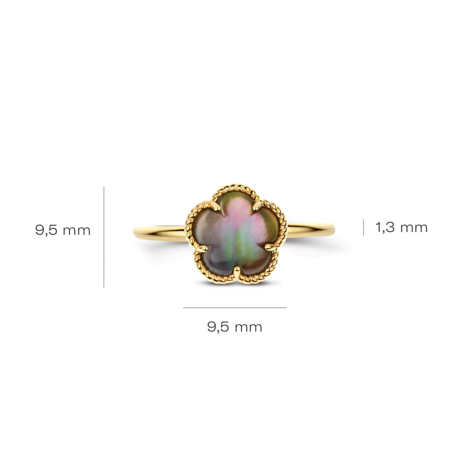 Blush Ring 1281YBQ - Geelgoud (14k) met Black Mother of Pearl