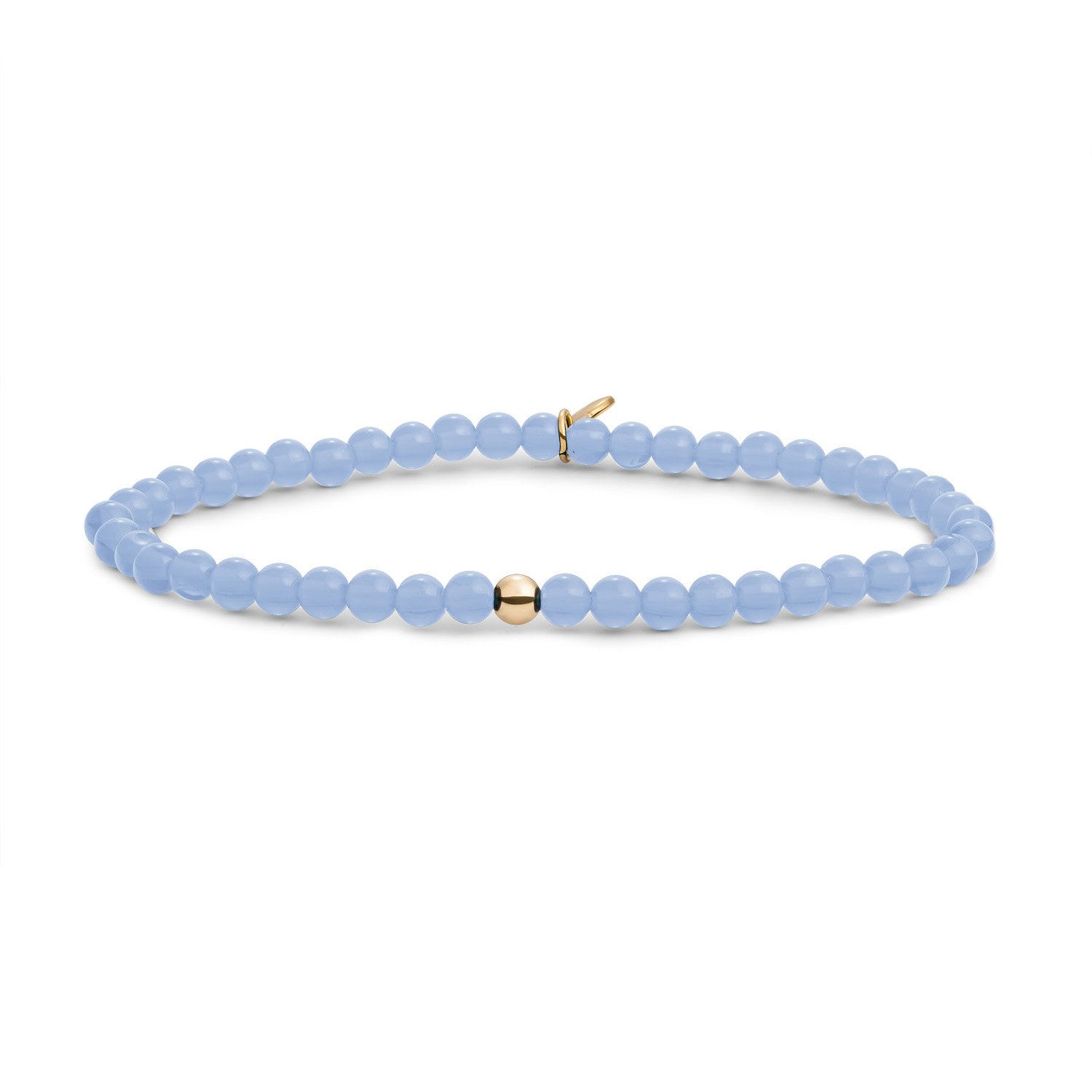 Bracelet | Milky Blue Jade Saturn small - verguld - 4mm