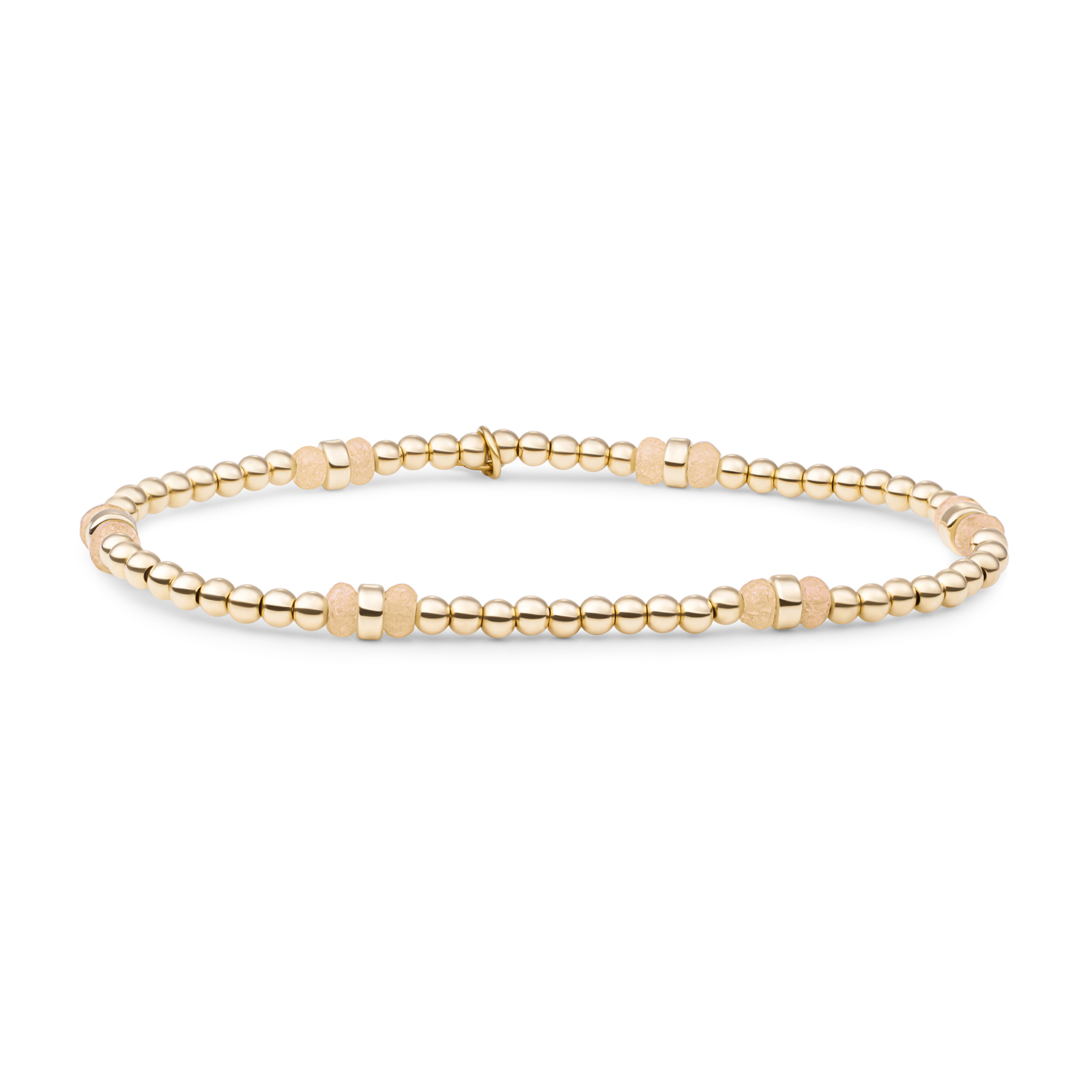 Goud op zilver stretch armband met buttery jade kralen